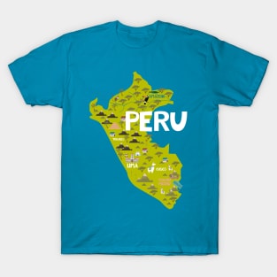 Peru Illustrated Map T-Shirt